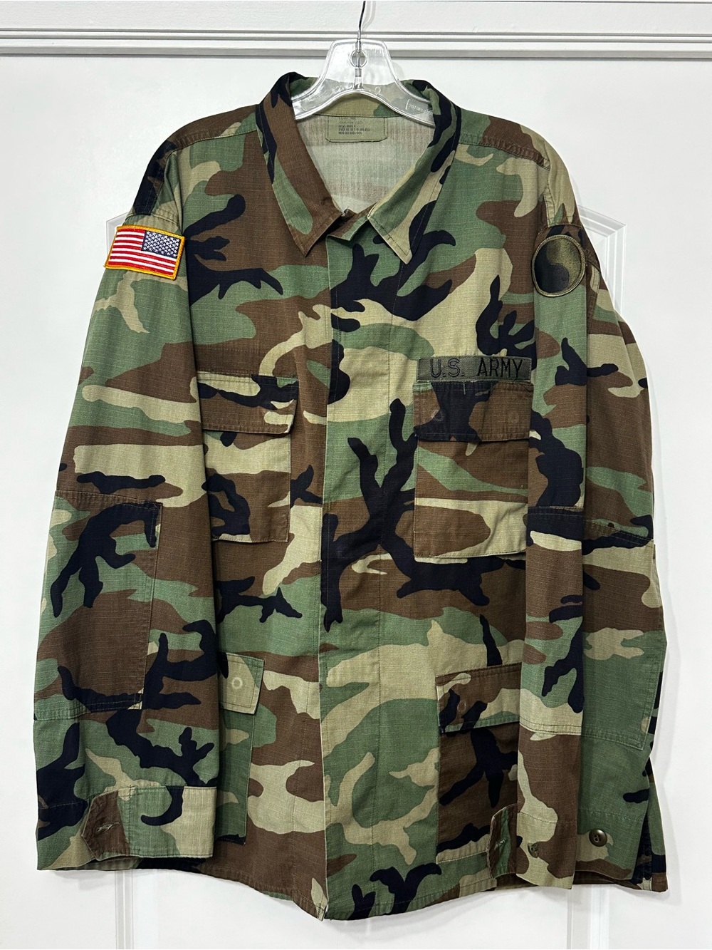 Vintage US Army Woodland Camo BDU Field Jacket Coat - XL Long